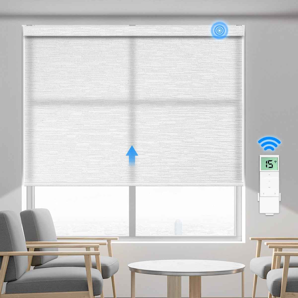 Motorized Light Filtering Roller Shade (Fabric Wrapped) - Tokblind official