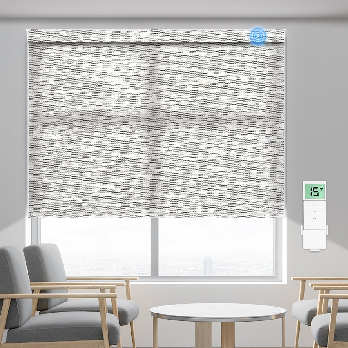 Motorized Light Filtering Roller Shade (Fabric Wrapped) - Tokblind official