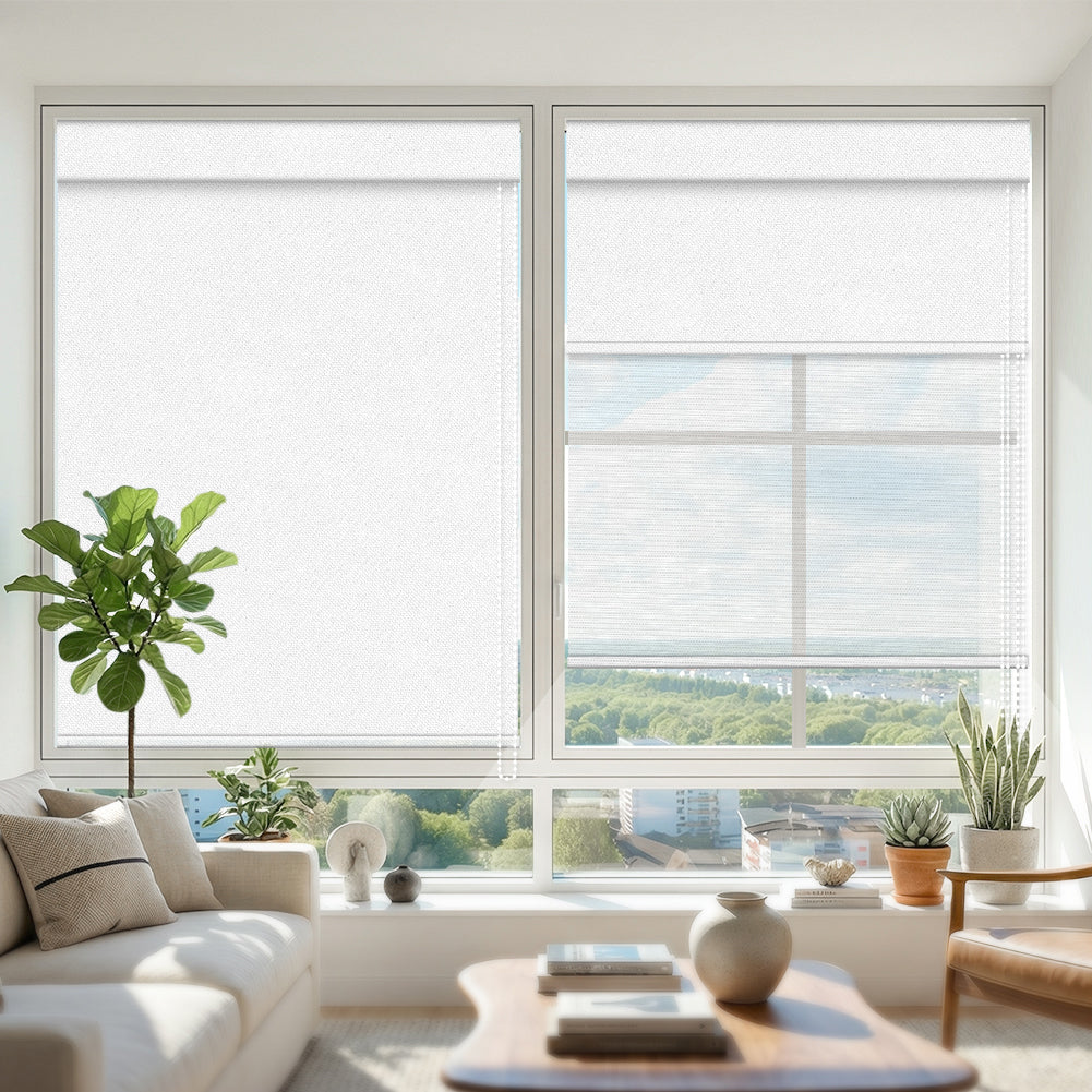 Manual Corded Dual Roller Shades, Blackout & Sheer, Custom Size