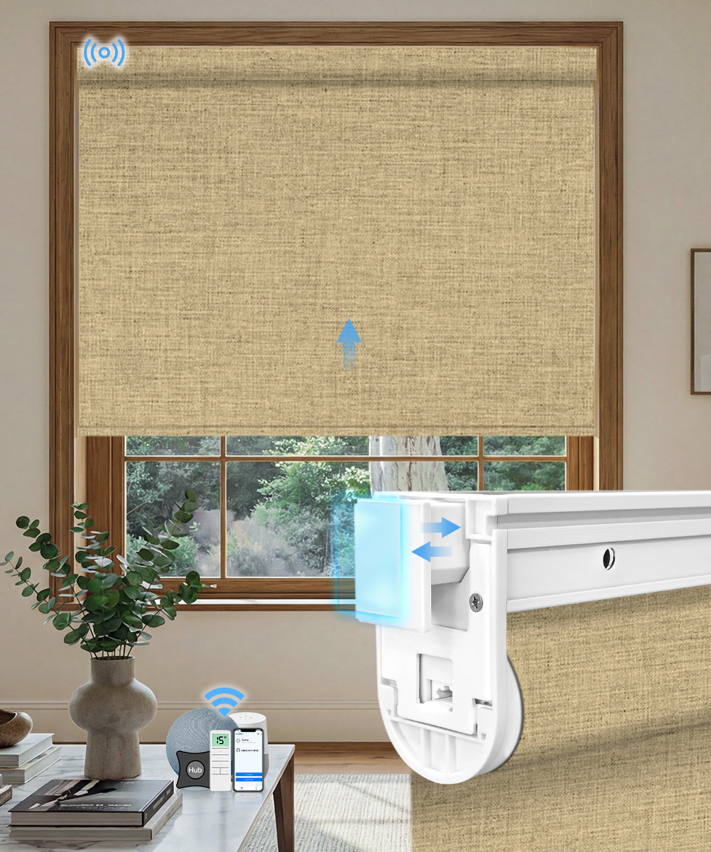 No drill motorized blackout roller shade fabric dark coffee