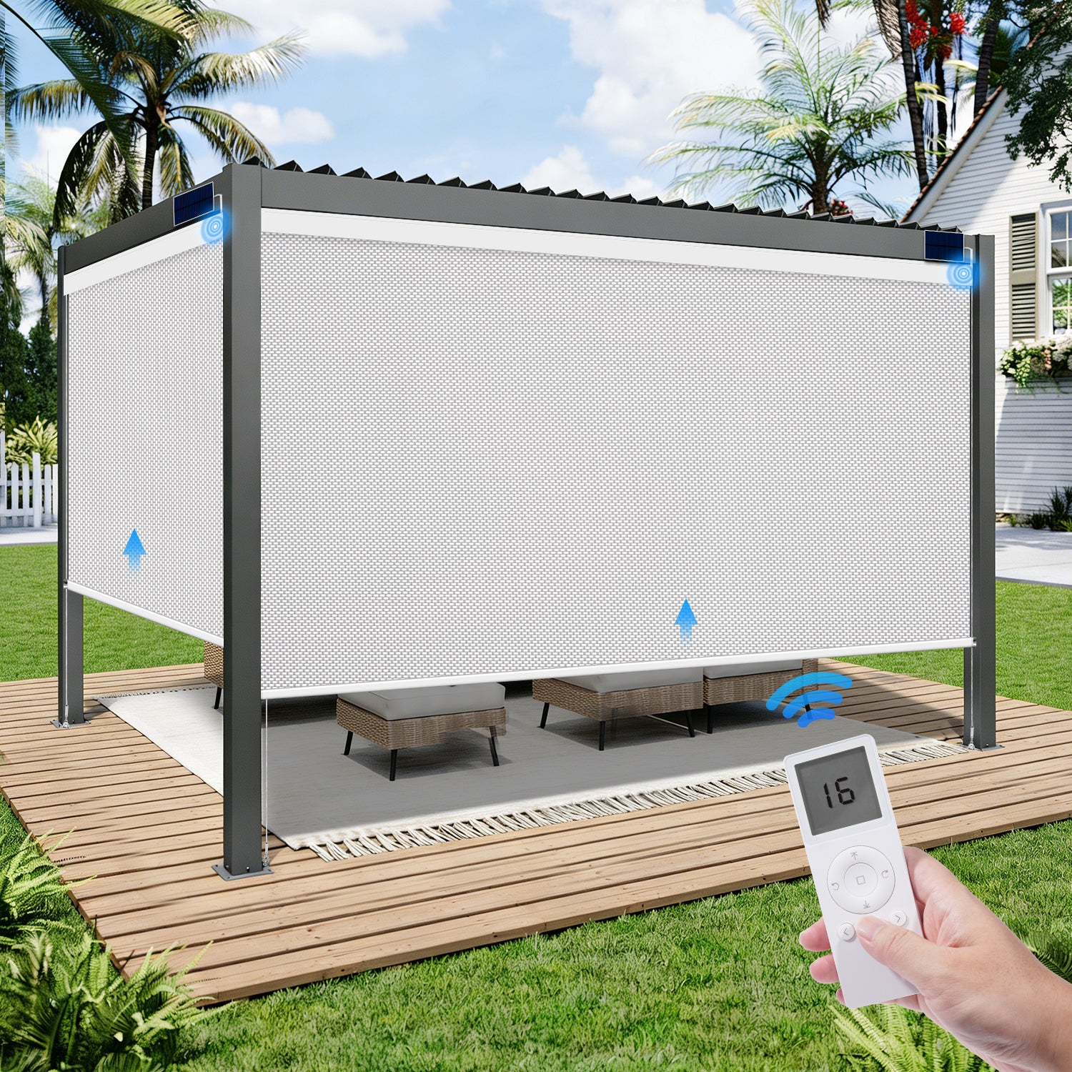Motorized Outdoor Shades for Patio & Pergola