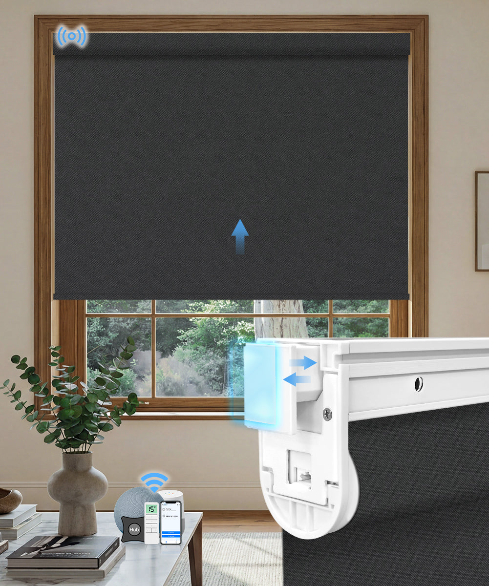 No-Drill Motorized Blackout Roller Shades