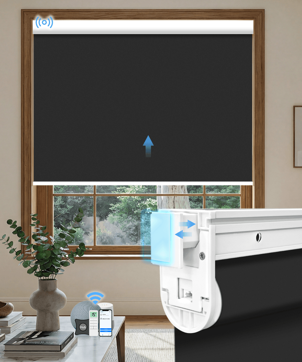 No-Drill Motorized Blackout Roller Shades