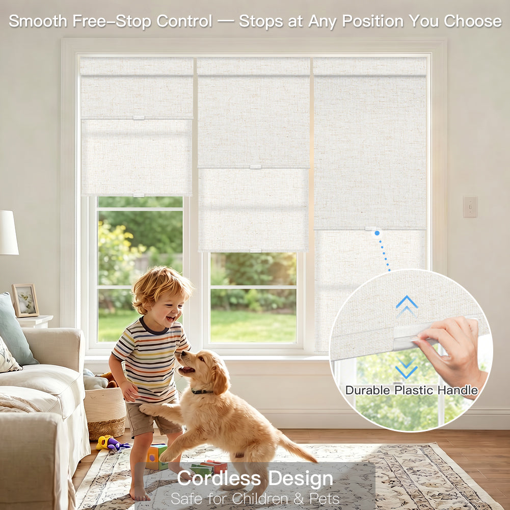 Manual Cordless Dual Roller Shades, Blackout & Light Filtering