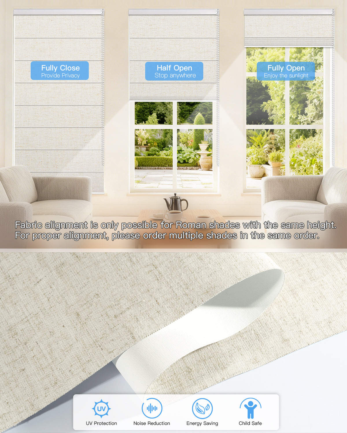 Manual Corded Blackout Roman Shades