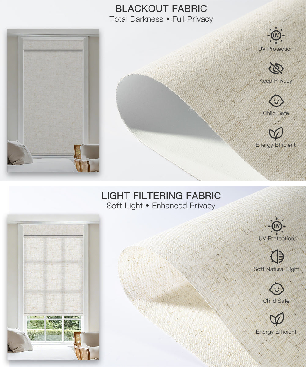 Motorized Dual Roller Shades, Blackout & Light Filtering