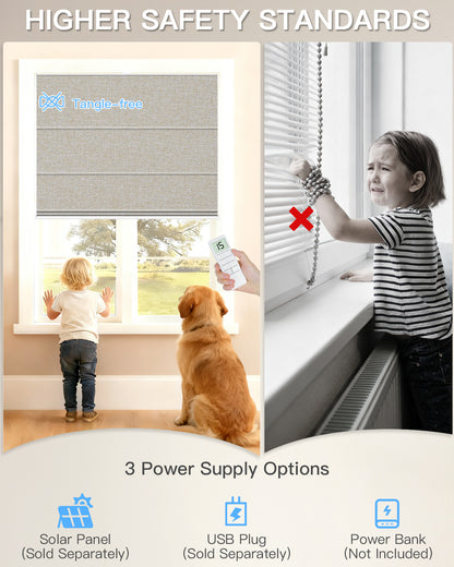 Motorized Blackout Roman Shades – Room Darkening, Custom Sizes