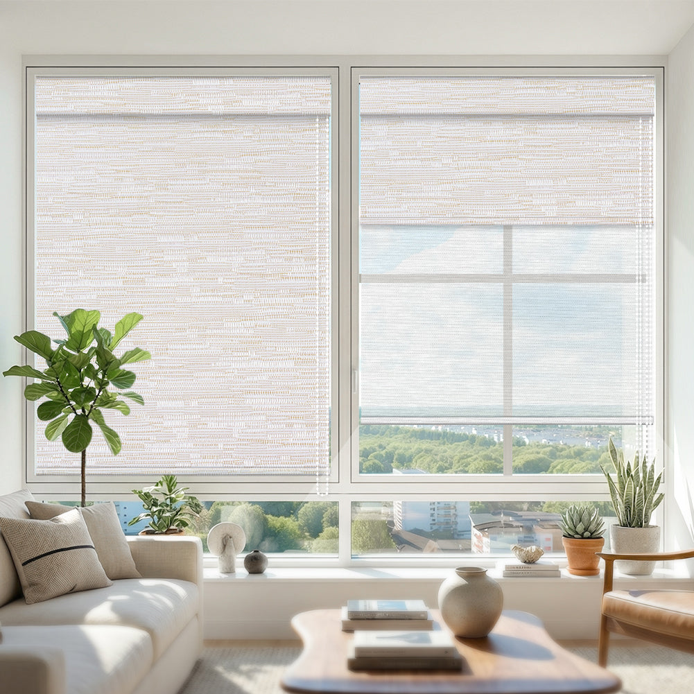 Manual Corded Dual Roller Shades, Blackout & Sheer, Custom Size