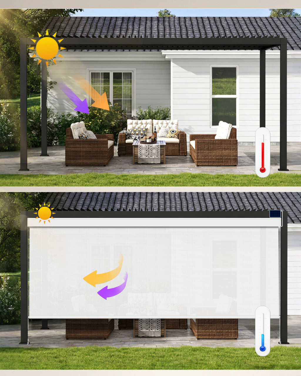 Motorized Outdoor Shades for Patio & Pergola