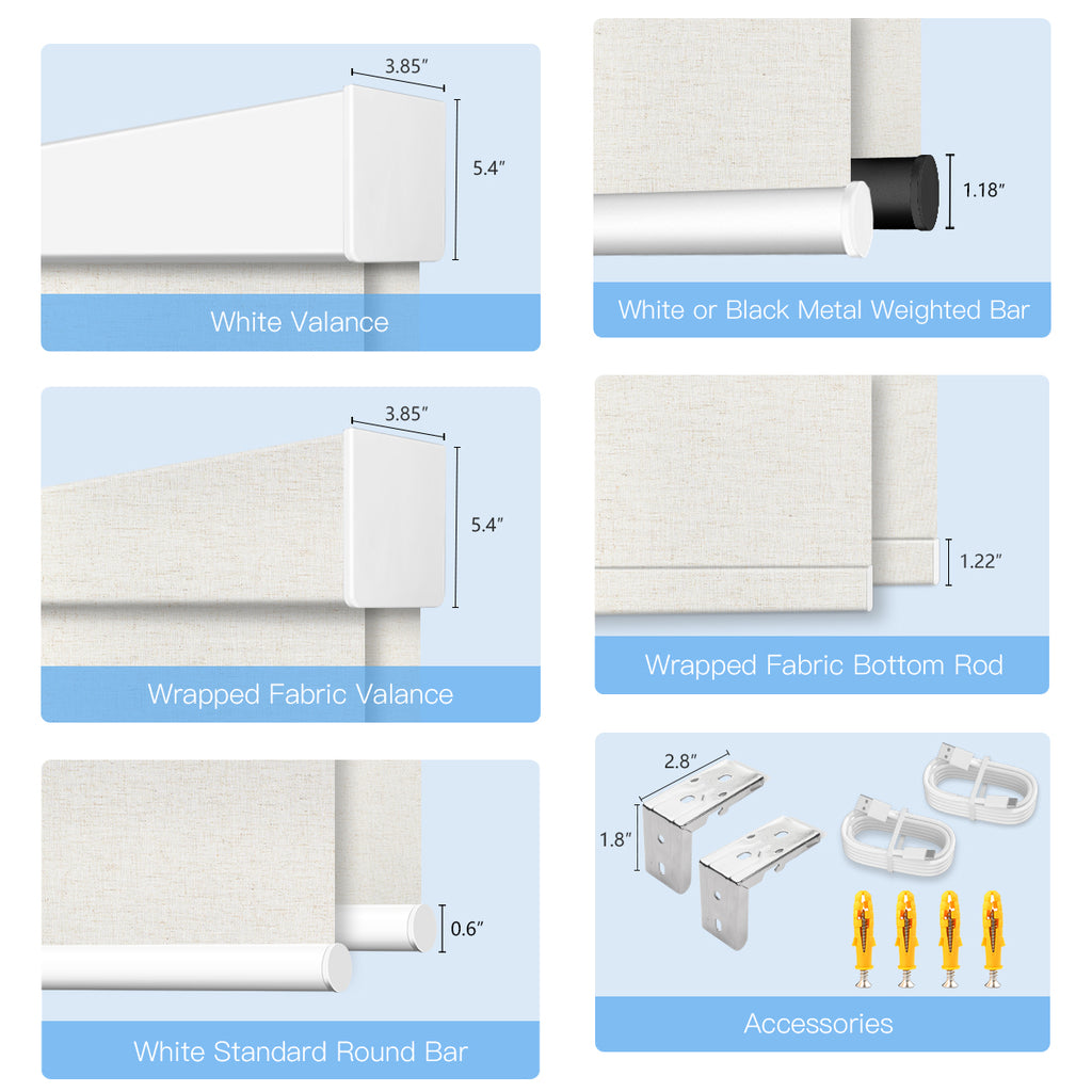 Motorized Dual Roller Shades, Blackout & Light Filtering