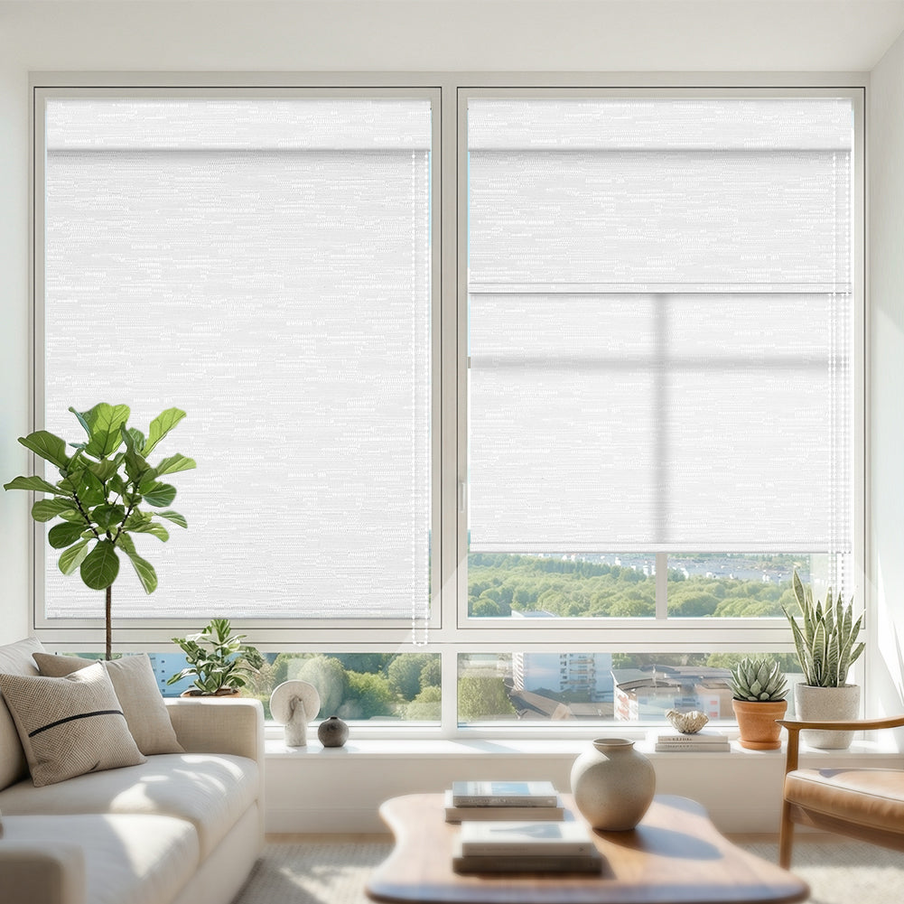 Manual Corded Dual Roller Shades, Blackout & Light Filtering
