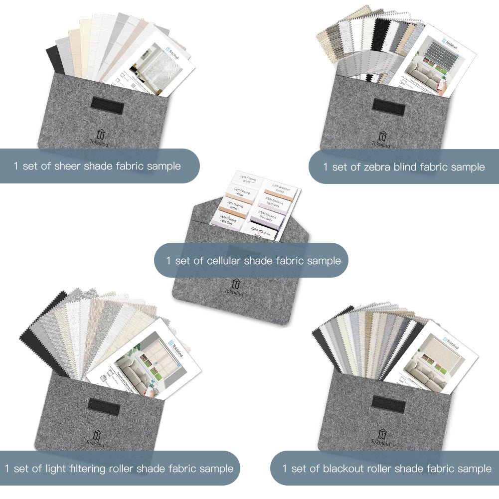 Fabric Samples for Roller Shade, Zebra Blind, Cellular Shade and Sheer Shade (5 PCS) - Tokblind official