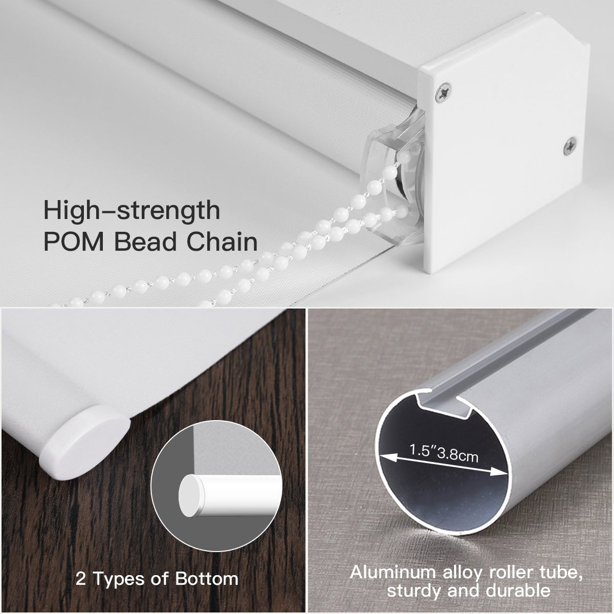 Manual Corded Light Filtering Roller Shades - Sheer White - Tokblind official
