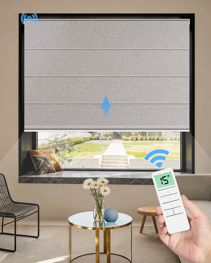 Motorized Blackout Roman Shades – Room Darkening, Custom Size - Tokblind