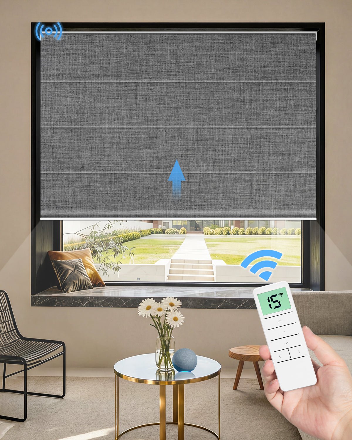 Motorized Blackout Roman Shades – Room Darkening, Custom Size - Tokblind