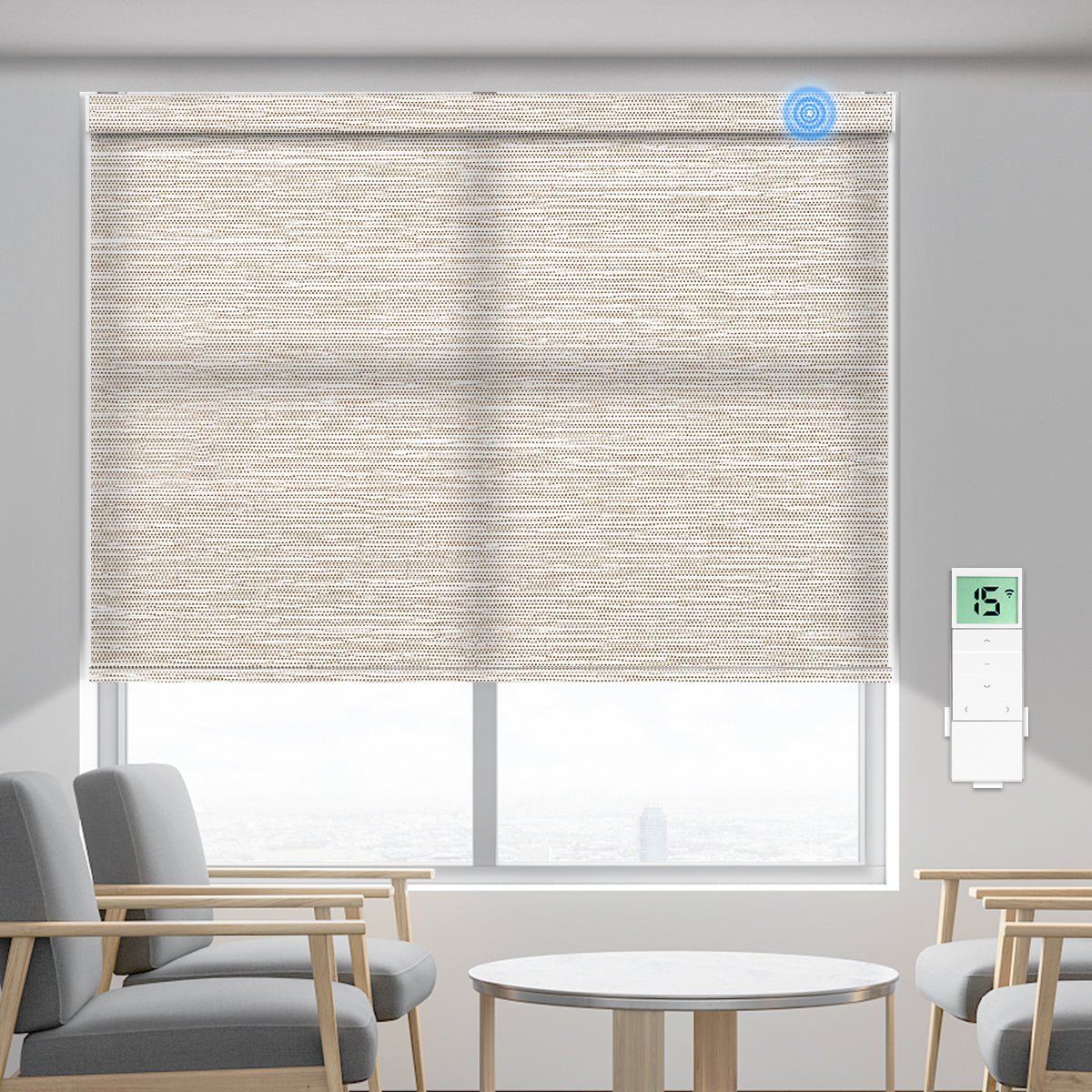 Motorized Light Filtering Roller Shade (Fabric Wrapped) - Tokblind official