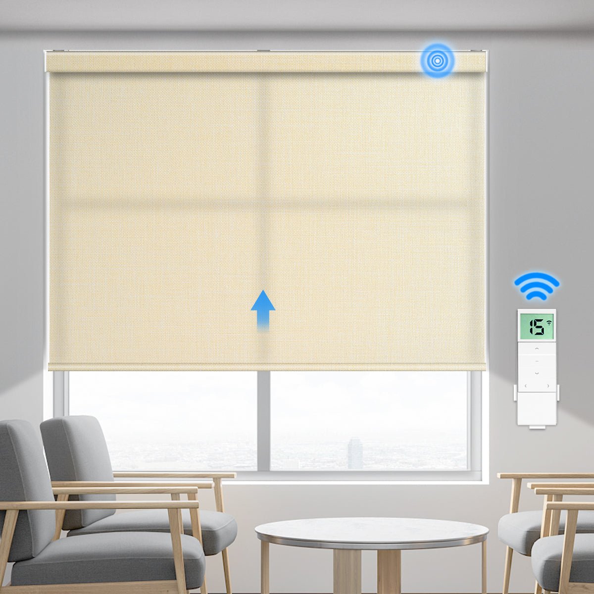 Motorized Light Filtering Roller Shade (Fabric Wrapped) - Tokblind official