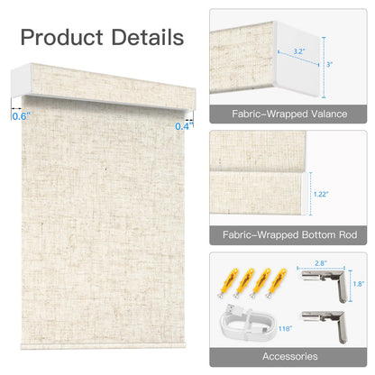 Motorized Light Filtering Roller Shade (Fabric Wrapped) - Tokblind official