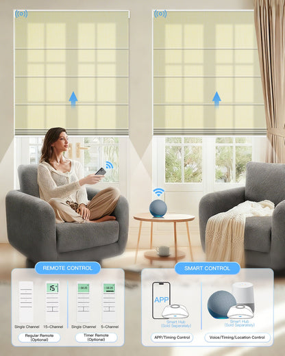 Motorized Roman Shades – Light Filtering, Customizable - Tokblind