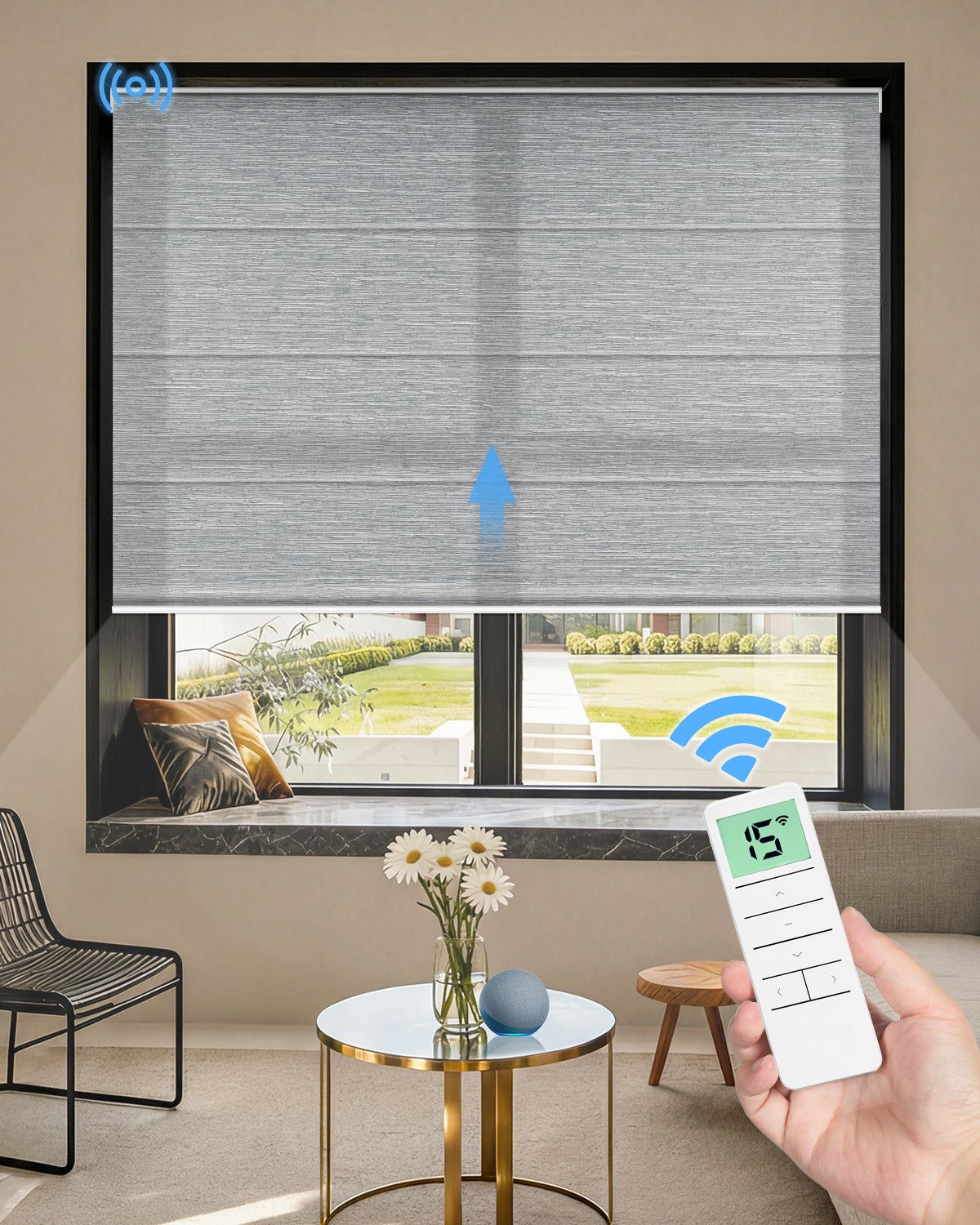 Motorized Roman Shades – Light Filtering, Customizable - Tokblind