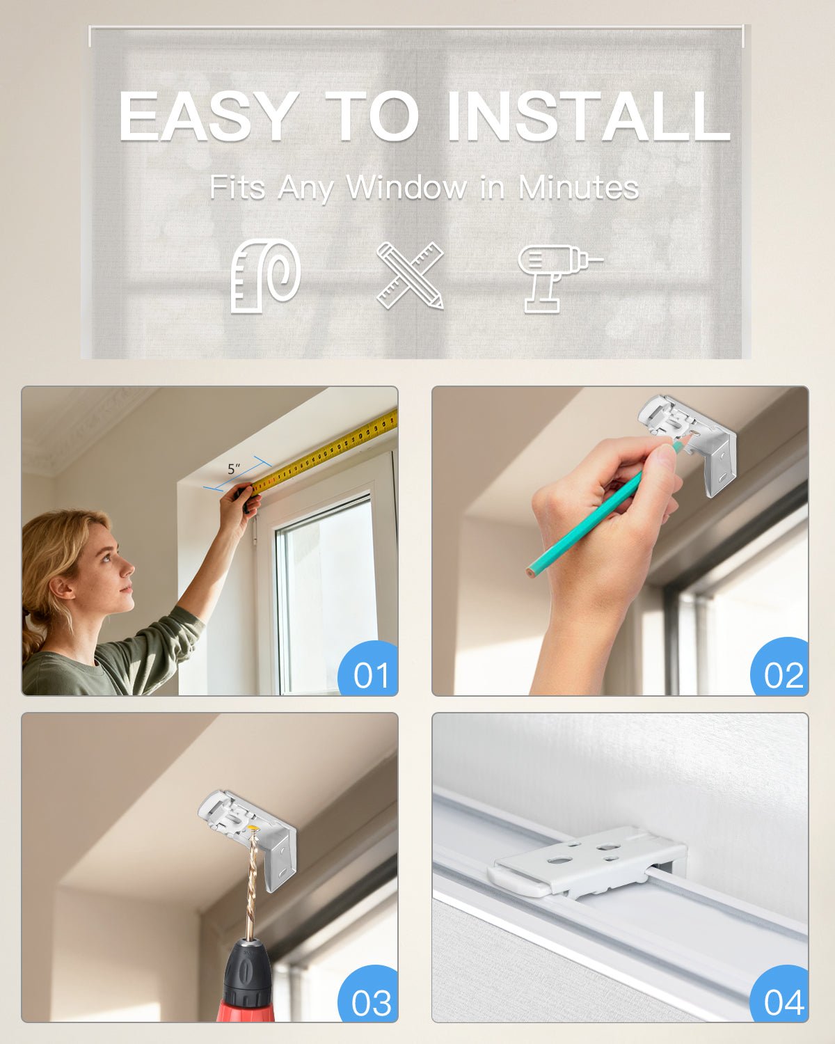 Motorized Roman Shades – Semi Sheer, Customizable - Tokblind