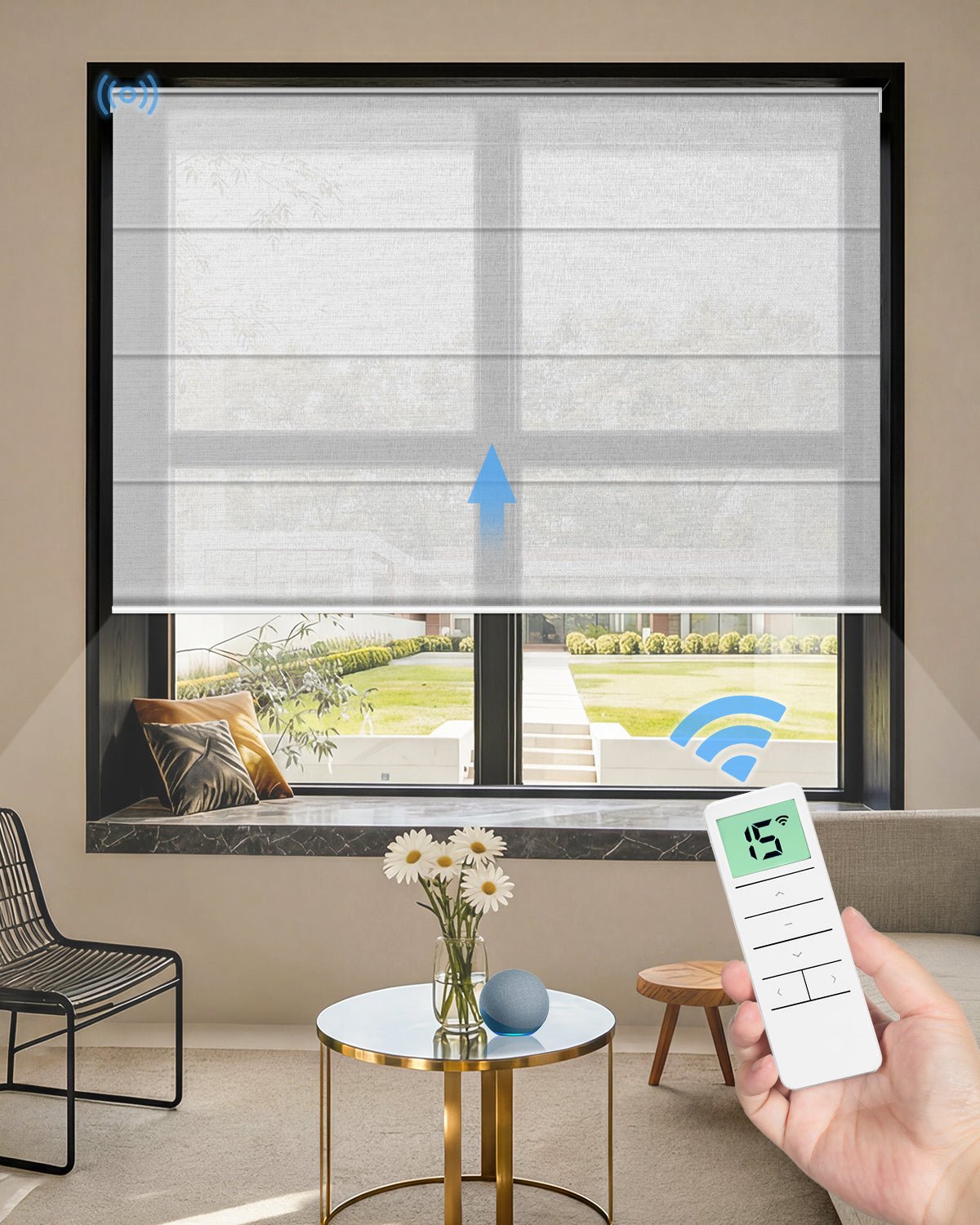 Motorized Roman Shades – Semi Sheer, Customizable - Tokblind