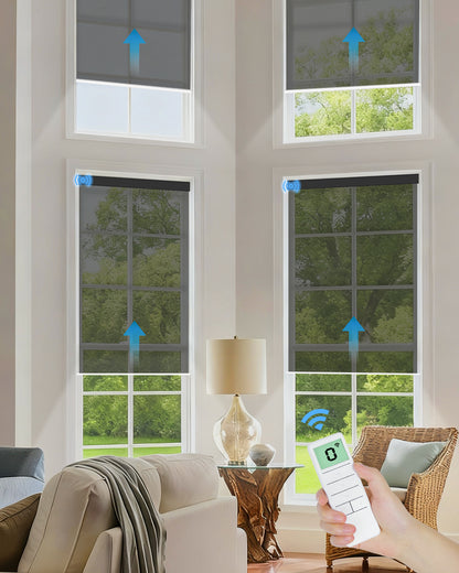 Motorized Light Filtering Roller Shades - Sheer Fabric